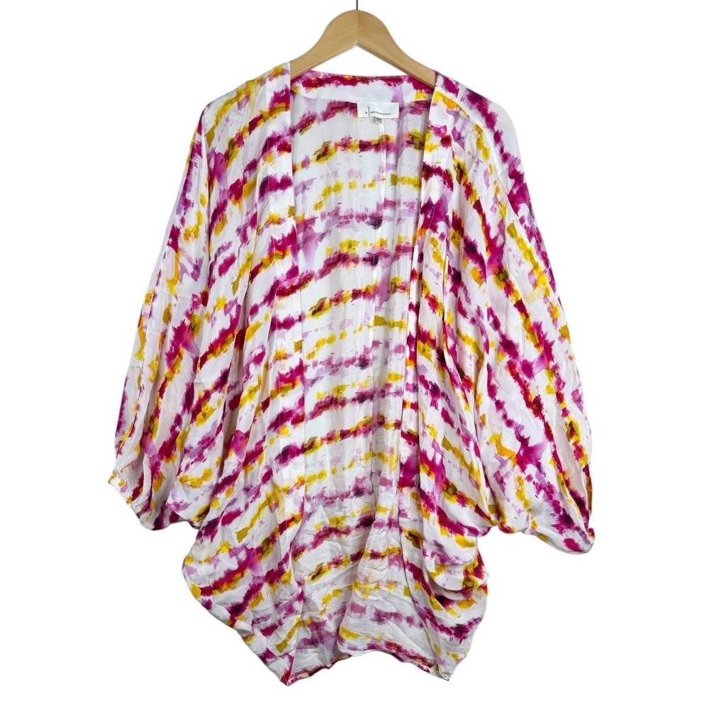 Anthropologie Pink Yellow Dip Dyed Cocoon Kimono Cover Up Cardigan